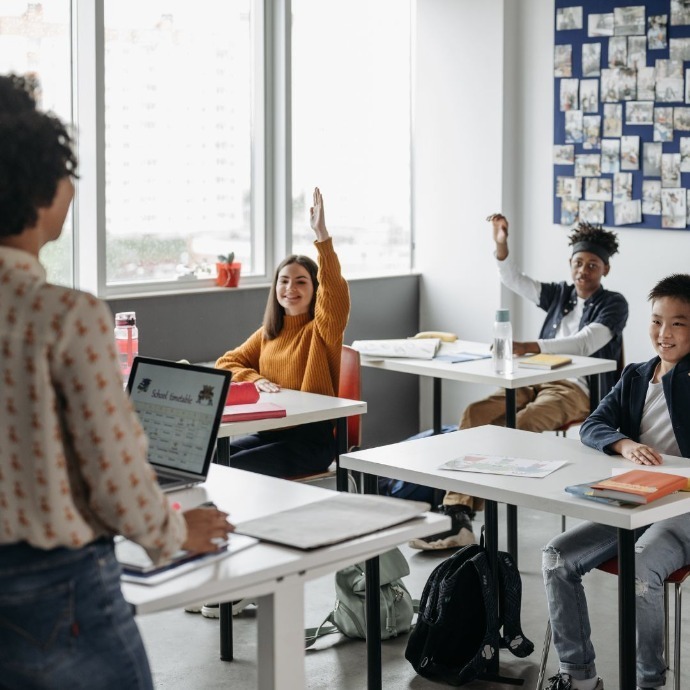 Students learning in class